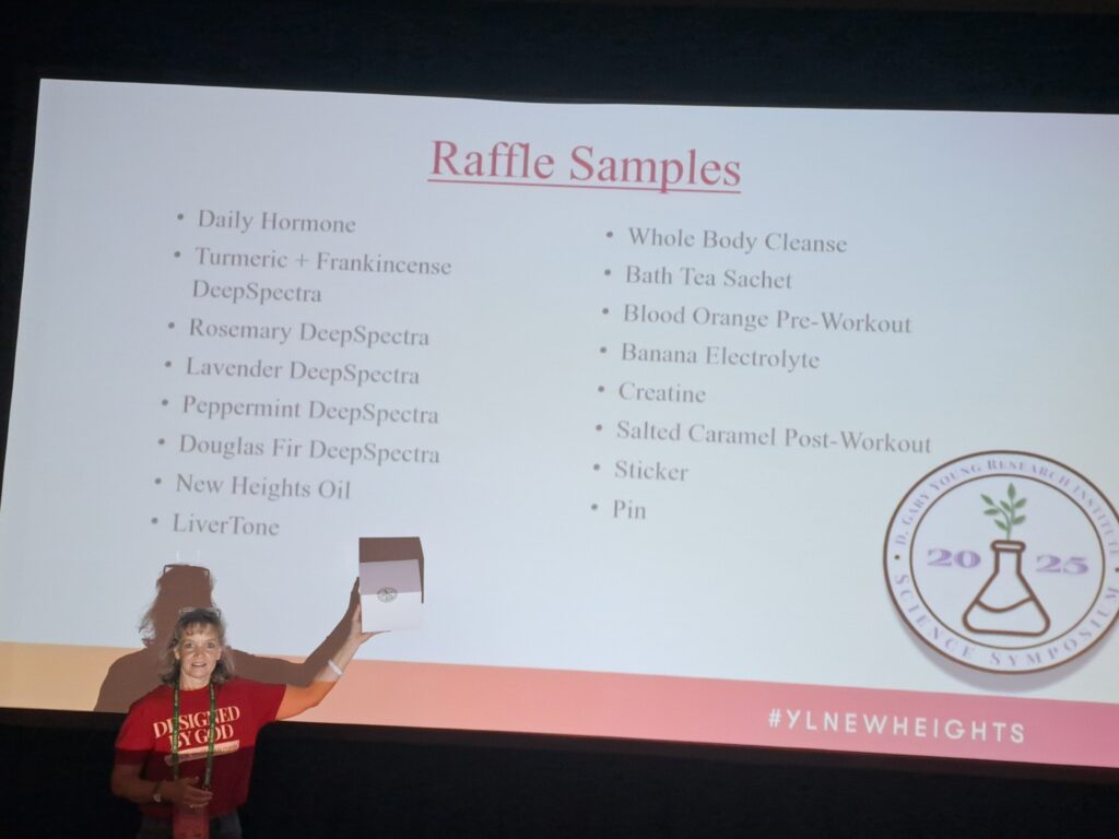 raffle samples at Young Living Science Symposium with Liz